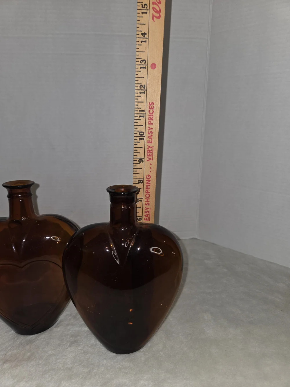 Two Vintage PAUL MASSON Pressed Glass Amber Heart Shaped 8